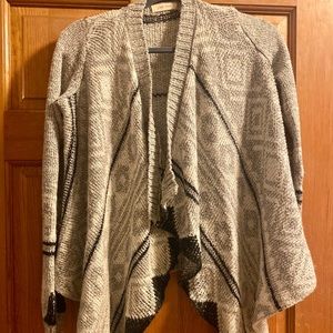 Bohemian Pink Rose Patterned Black + Grey Cardigan